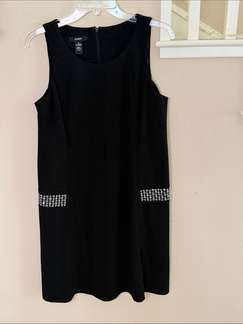 Alfani Black Sleeveless Sheath Dress with Embellished Pocket Detail